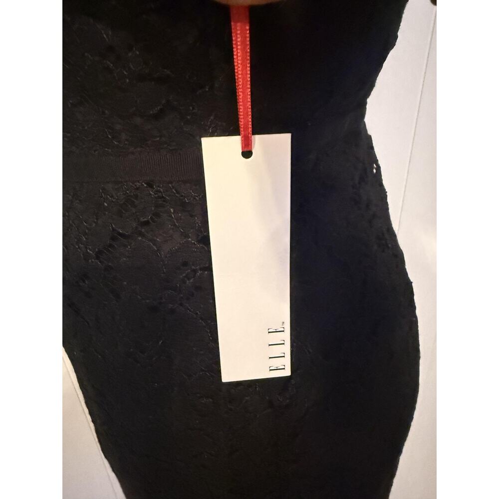 Elle Dress Womens 6 Black Lace Short Sleeve Sheath Little Black Dress Party New - Picture 9 of 11